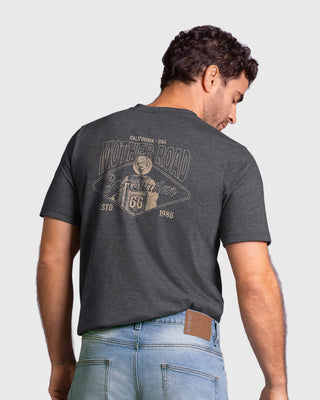 Camiseta manga corta con estampado localizado y cuello redondo#color_c11-negro-jaspe