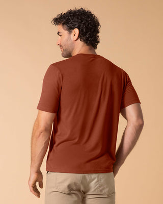 Camiseta manga corta con estampado localizado y cuello redondo#color_c21-terracota