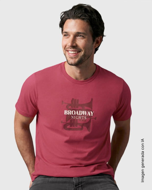 Camiseta manga corta con estampado localizado y cuello redondo