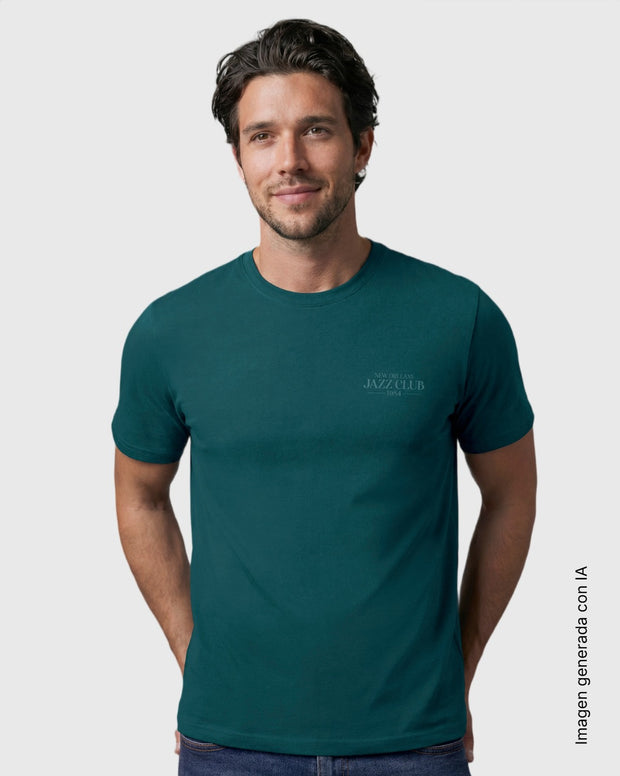 Camiseta manga corta con estampado localizado y cuello redondo