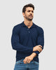Camiseta tipo polo manga larga con bordado en frente#color_535-azul-oscuro