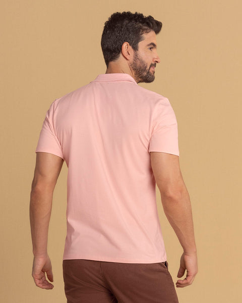 Camiseta tipo polo con perilla funcional con puños y cuello tejido#color_120-rosado-claro