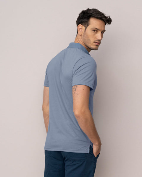 Camiseta tipo polo con perilla funcional con puños y cuello tejido#color_196-azul-claro