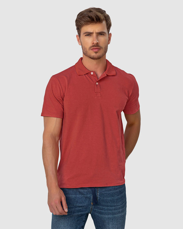 Camiseta tipo polo con perilla funcional con puños y cuello tejido#color_221-terracota-medio