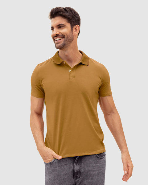 Camiseta tipo polo con perilla funcional con puños y cuello tejido#color_835-cafe-medio