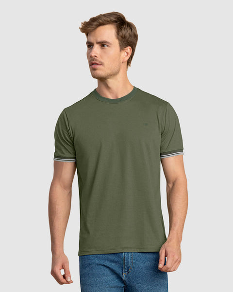 Camiseta cuello redondo manga corta#color_a91-verde-militar