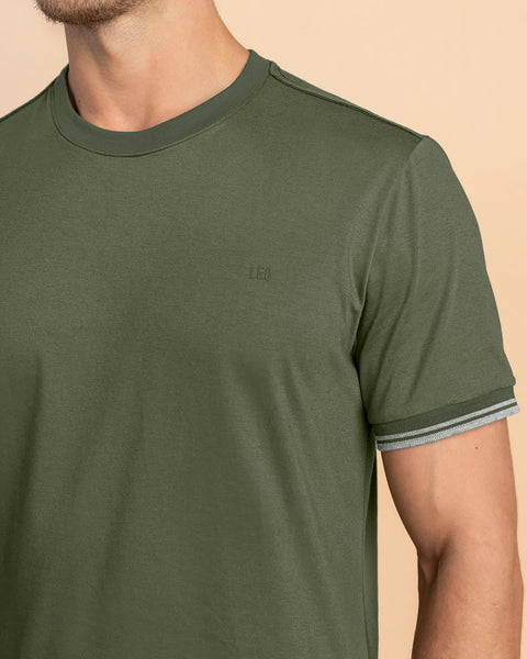 Camiseta cuello redondo manga corta#color_a91-verde-militar