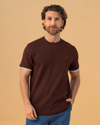 Camiseta cuello redondo manga corta#color_c24-cafe-medio