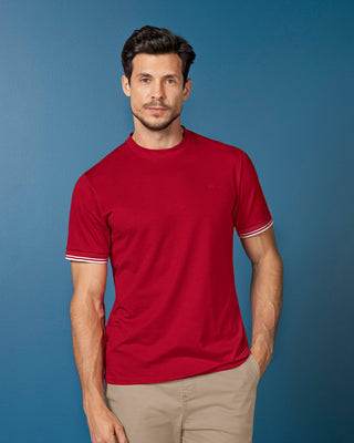 Camiseta cuello redondo manga corta#color_c35-rojo-oscuro