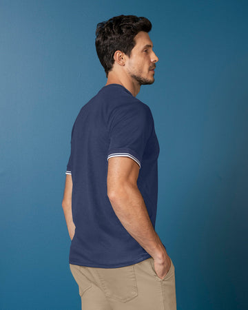 Camiseta cuello redondo manga corta#color_c42-azul-oscuro