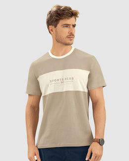 Camiseta manga corta con estampado frontal y cuello redondo#color_084-arena