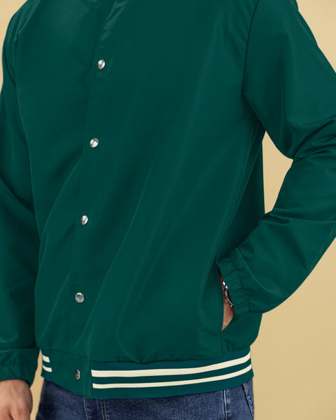 Chaqueta manga larga tipo bomber con perilla funcional#color_068-verde-azul