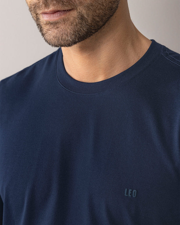 Camiseta masculina manga larga cuello redondo#color_457-azul-oscuro