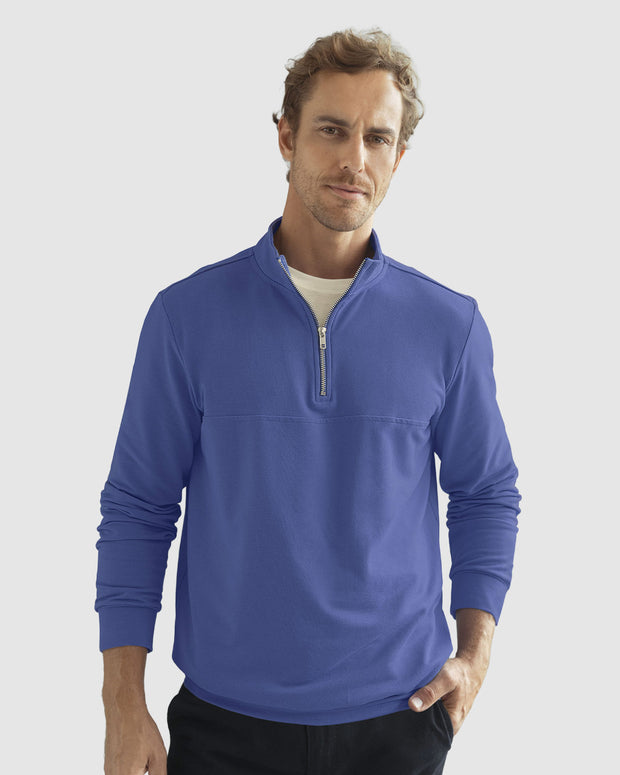 Buzo manga larga con cierre frontal en cuello