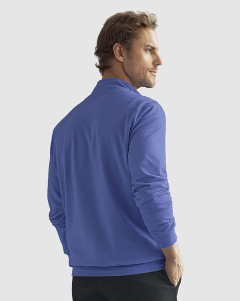 Buzo manga larga con cierre frontal en cuello#color_464-azul-oscuro