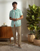 Camisa manga corta masculina de rayas#color_146-rayas-verdes