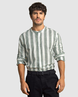 Camisa manga larga en algodón para hombre#color_146-rayas-blancas-y-gris