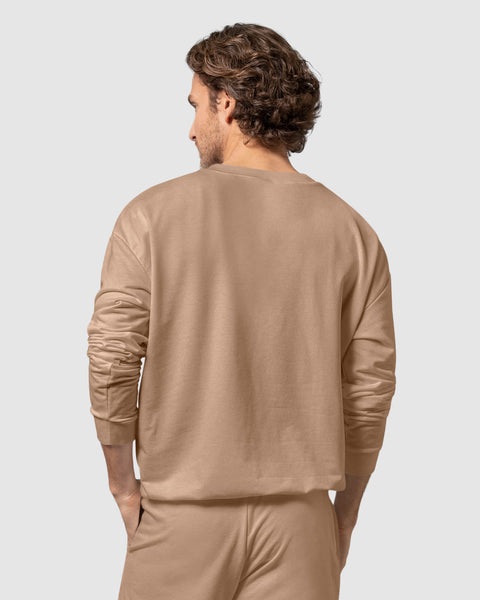 Buzo oversized con cuello redondo#color_849-beige-medio