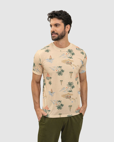 Camiseta manga corta estampada para hombre#color_119-beige-estampado