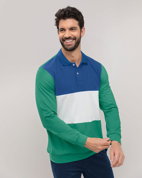 Camibuzo con franjas de color#color_249-bloques-verde-blanco-azul