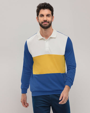 Camibuzo con franjas de color#color_457-bloques-azul-amarillo-blanco