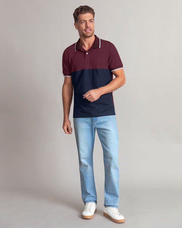 Camiseta tipo polo bloque de color