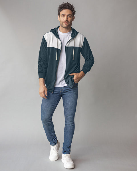 Buzo manga larga con cierre y capucha#color_059-azul-oscuro