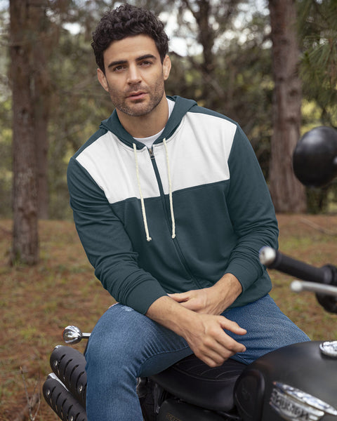 Buzo manga larga con cierre y capucha#color_059-azul-oscuro