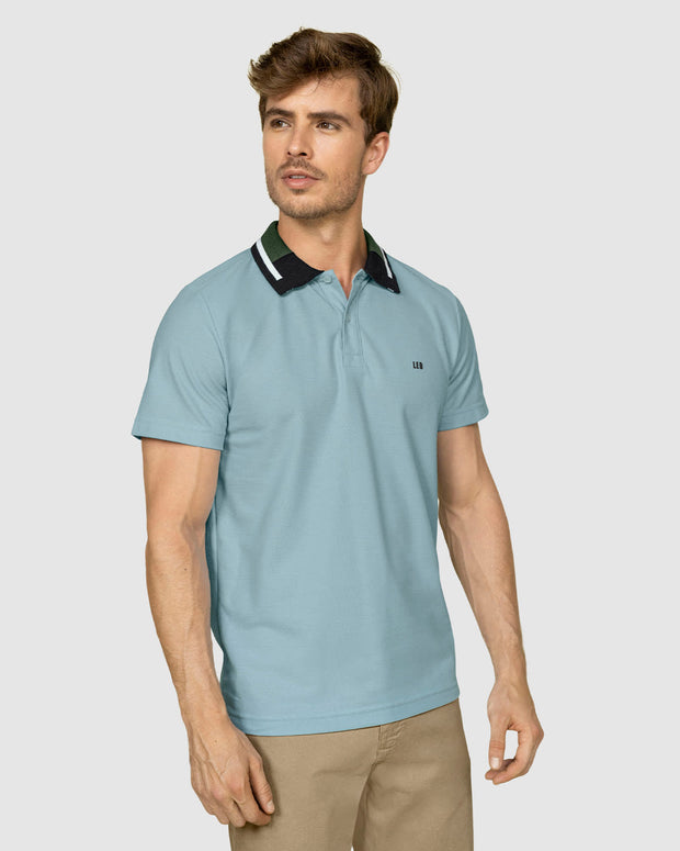 Camiseta tipo polo con cuello tejido en contraste