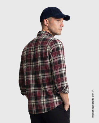 Camisa leñadora para hombre#color_349-cuadros-vino