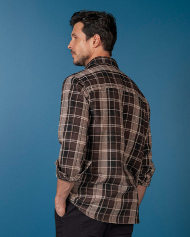 Camisa leñadora para hombre#color_800-cuadros-cafe-oscuro