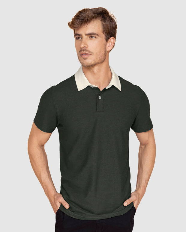 Camiseta tipo polo cuello en contraste