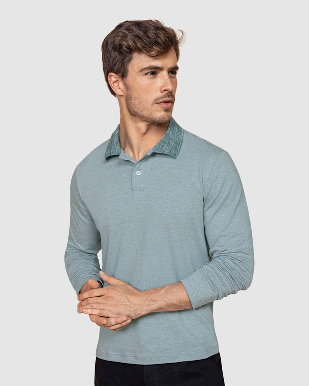 Camiseta manga larga tipo polo para hombre
