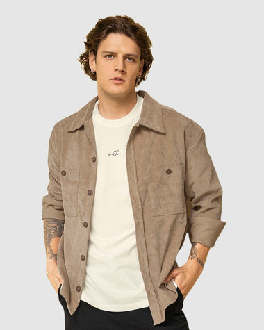 Chaqueta manga larga tipo corduroy para hombre#color_084-arena