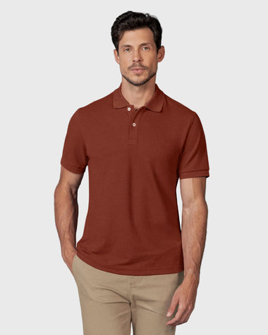 Camiseta polo manga corta con botones funcionales#color_c21-terracota-oscuro