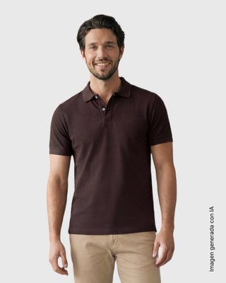 Camiseta polo manga corta con botones funcionales#color_c25-cafe-oscuro