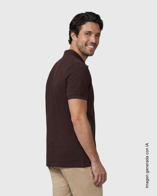 Camiseta polo manga corta con botones funcionales#color_c25-cafe-oscuro