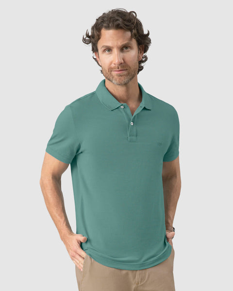 Camiseta tipo polo manga corta masculina#color_063-verde-azul-claro