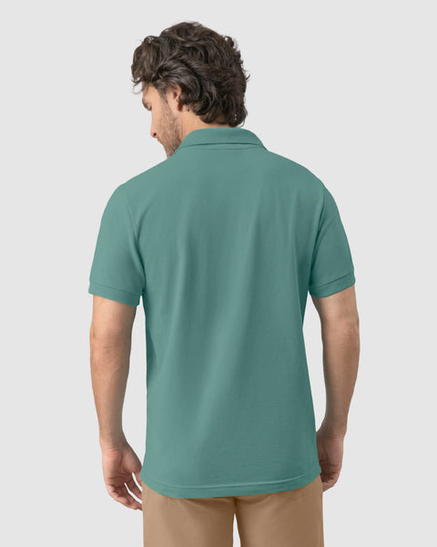Camiseta tipo polo manga corta masculina#color_063-verde-azul-claro