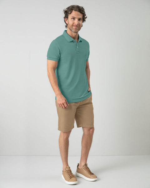 Camiseta tipo polo manga corta masculina#color_063-verde-azul-claro