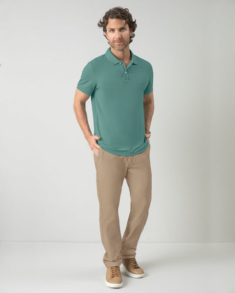 Camiseta tipo polo manga corta masculina#color_063-verde-azul-claro