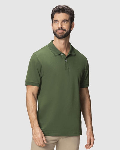 Camiseta tipo polo manga corta masculina#color_171-verde-oscuros