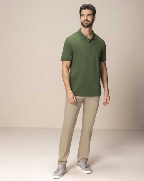 Camiseta tipo polo manga corta masculina#color_171-verde-oscuros