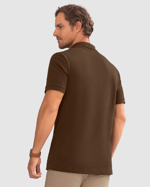 Camiseta tipo polo manga corta masculina#color_c23-cafe-chocolate