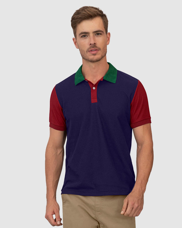 Camiseta tipo polo de silueta semiajustada con bloques de color