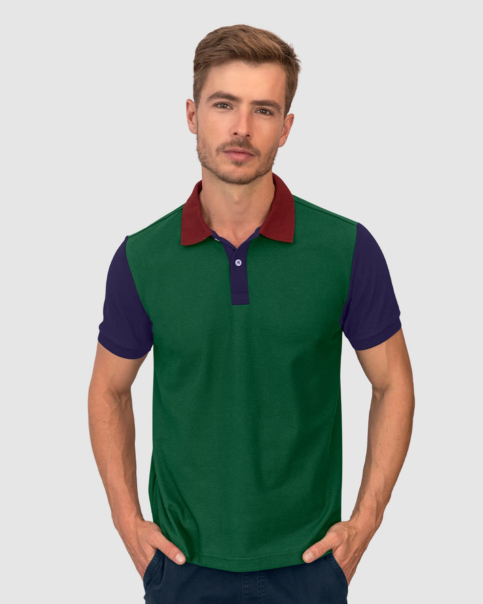 Camiseta tipo polo de silueta semiajustada con bloques de color