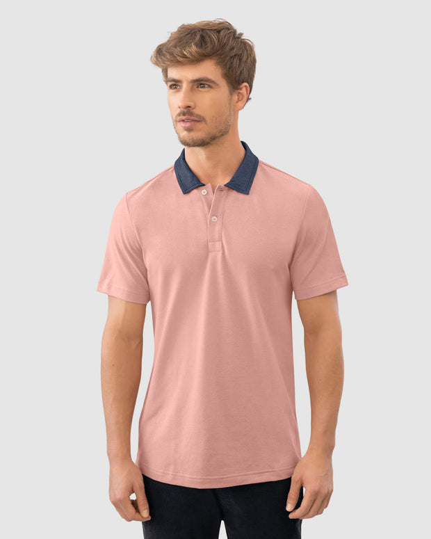 Camiseta tipo polo con cuello sport en contraste