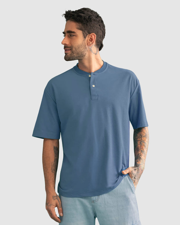 Camiseta Henley oversized para hombre