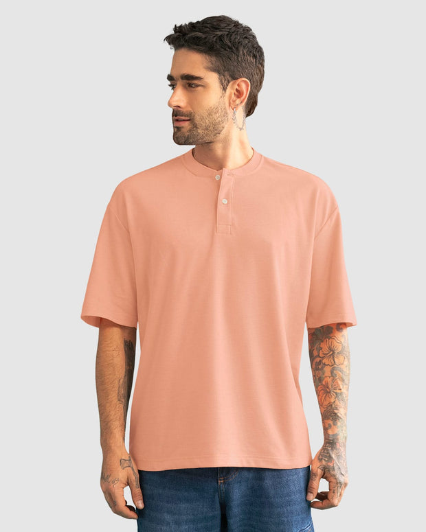 Camiseta Henley oversized para hombre