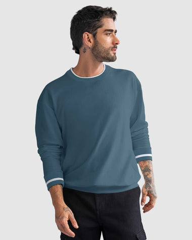 Buzo para hombre con detalle en contraste#color_408-azul-medio